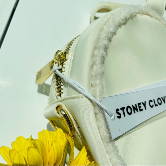 SUMMER SALE Stoney Clover Lane | Cream Ruffled Velvet Heart Tote I Winter White - Picture 3 of 6